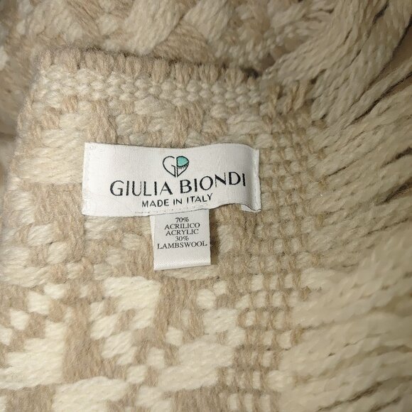 Handmade Vintage Cream Wool Beanie Hat Woven Fringe Scarf Giulia Biondi Italy - Picture 5 of 16